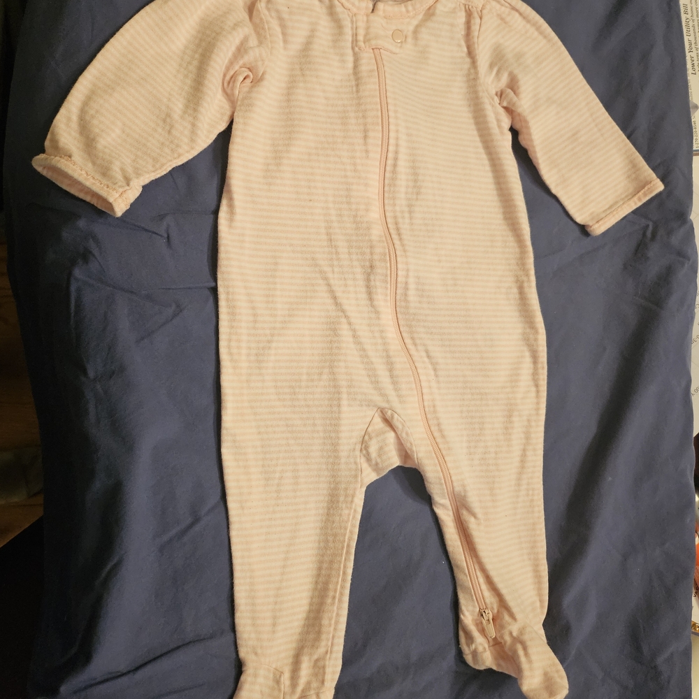 Carter's Soft Pink and White Striped Footie, LIKE NEW